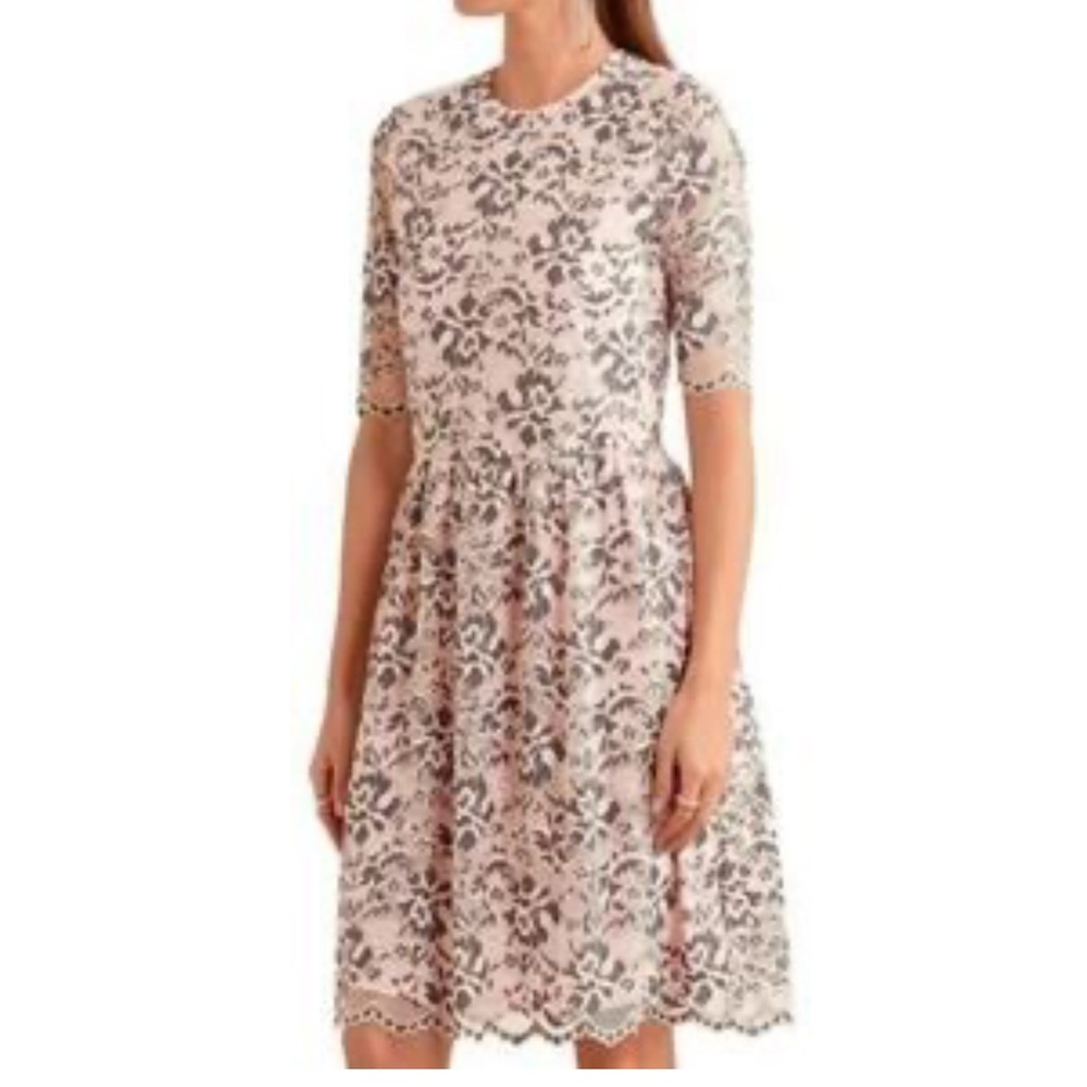 GANNI Flynn Lace Dress Blush Floral Lace Net-A-Porter Capsule Sz 38 US 6